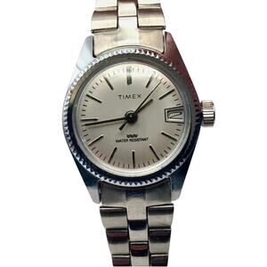 VTG Timex Mechanical Wind Up Women's Watch 24mm WR - Date - Wrist 5.5' WORKS